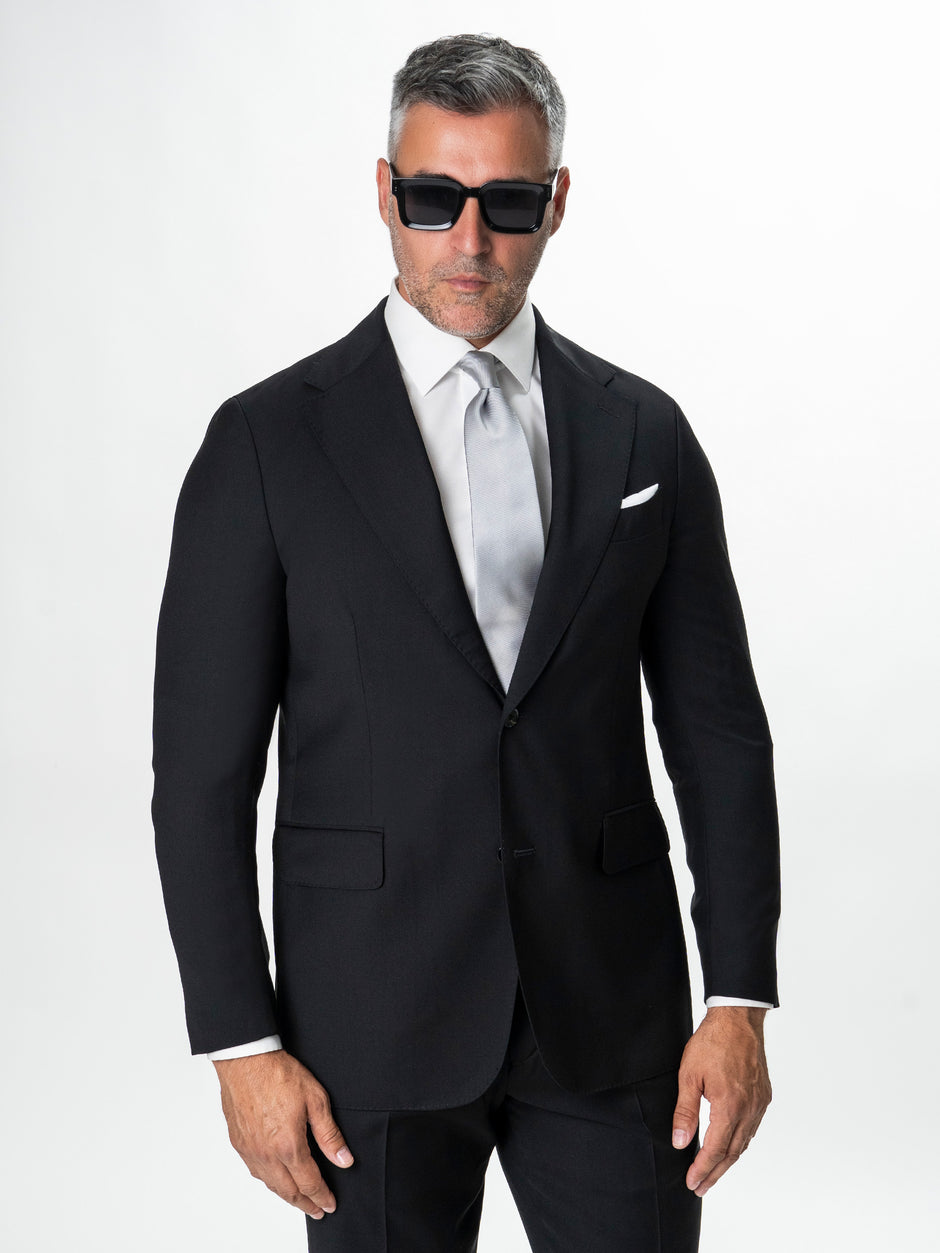 Costum Barbati Negru Lana Loro Piana Super 150's BMan0100 (2)