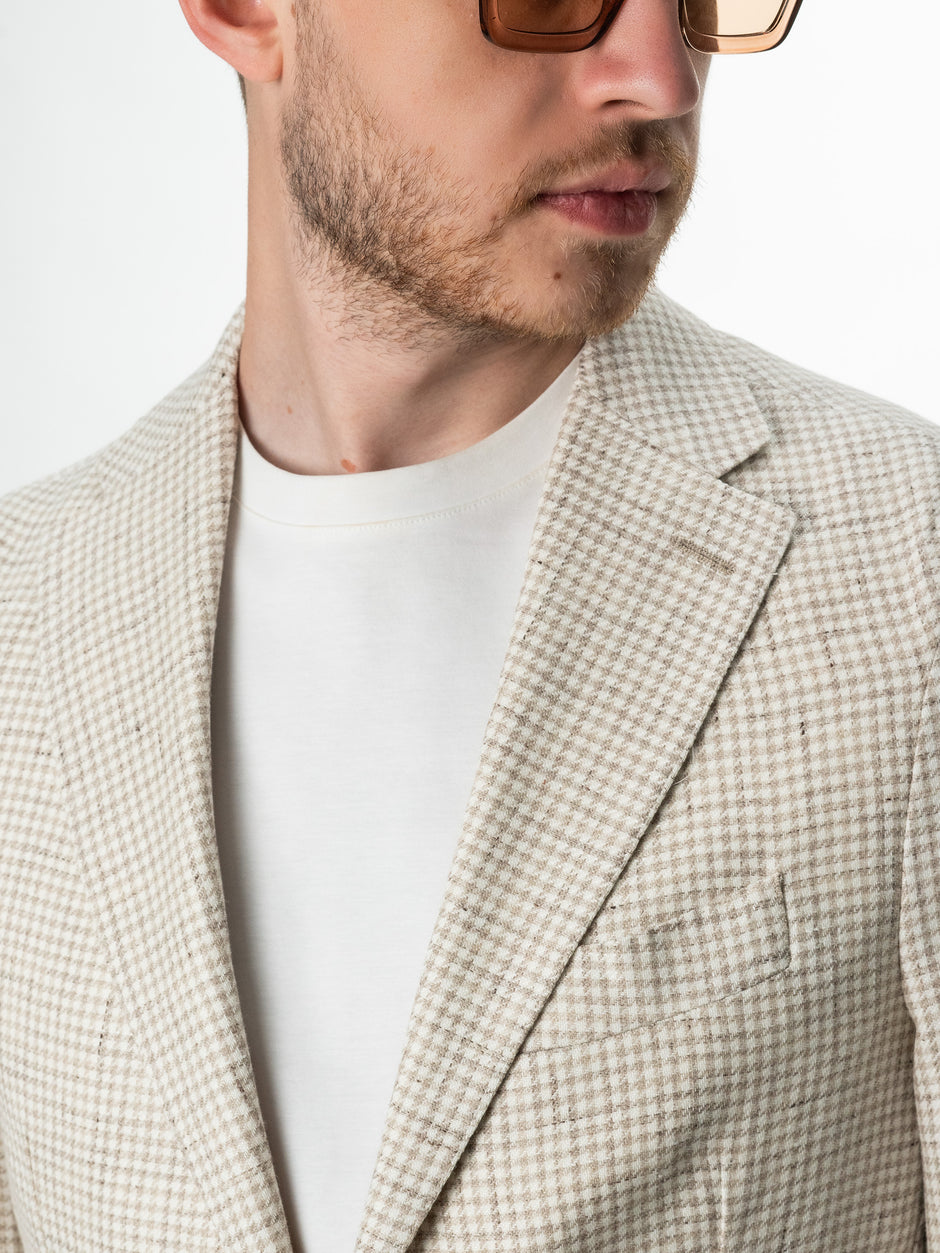 Sacou Vara Barbati Crem Houndstooth Tesatura Premium Drago Bman0025 (2)