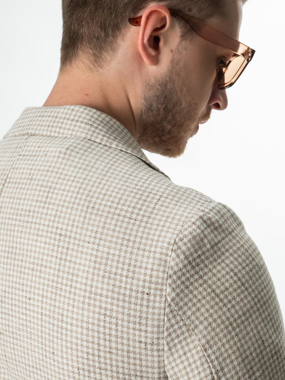 Sacou Vara Barbati Crem Houndstooth Tesatura Premium Drago Bman0025 (7)