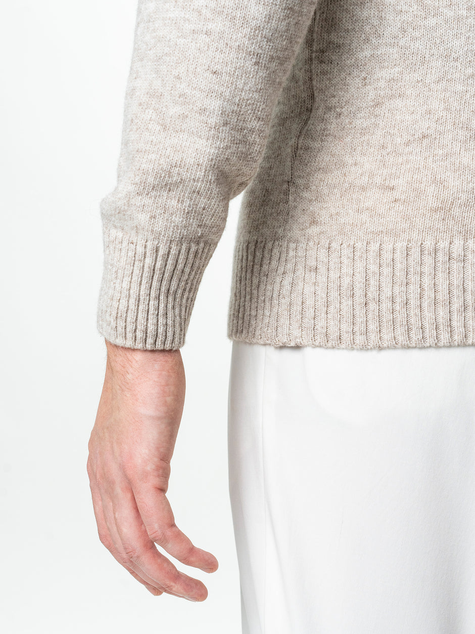 Pulover Barbati Bej Toamna Iarna Din 100% Lana Lambswool BMan0032 (7)