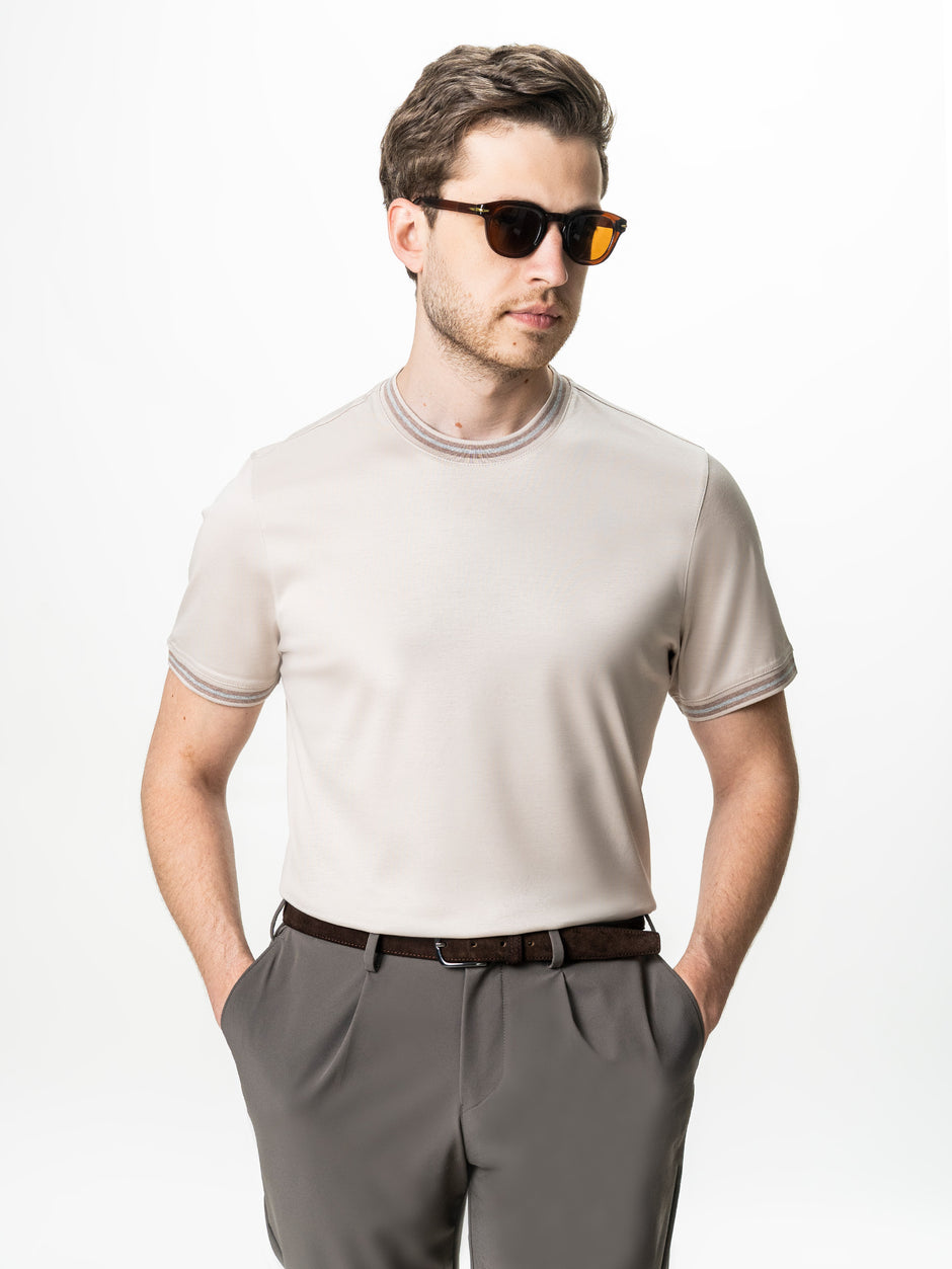 Tricou Barbati Crem 100% Bumbac Egiptean BMan280 (5)
