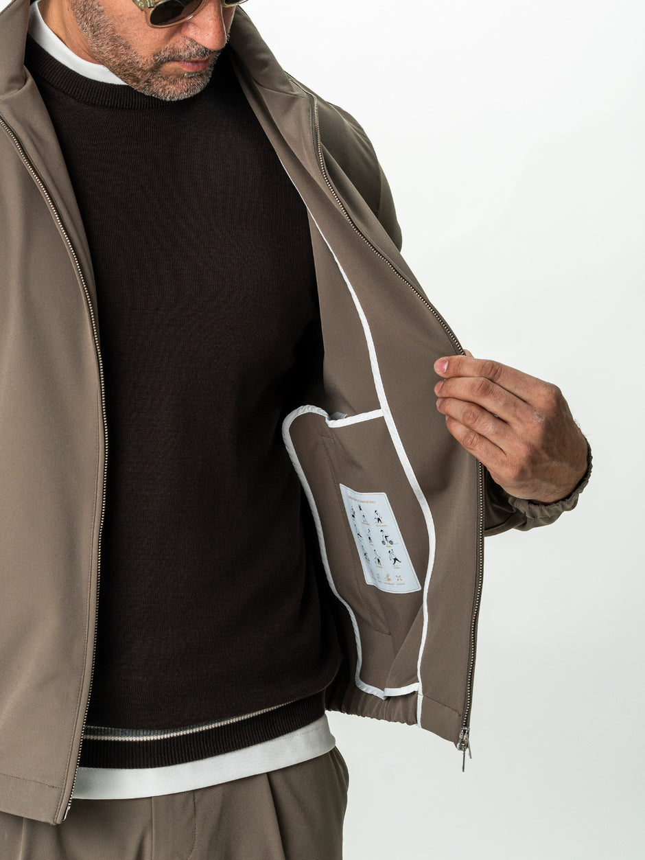 Jacheta Barbati Cappuccino Din Material Tehnic Elastic BMan0006 (8)