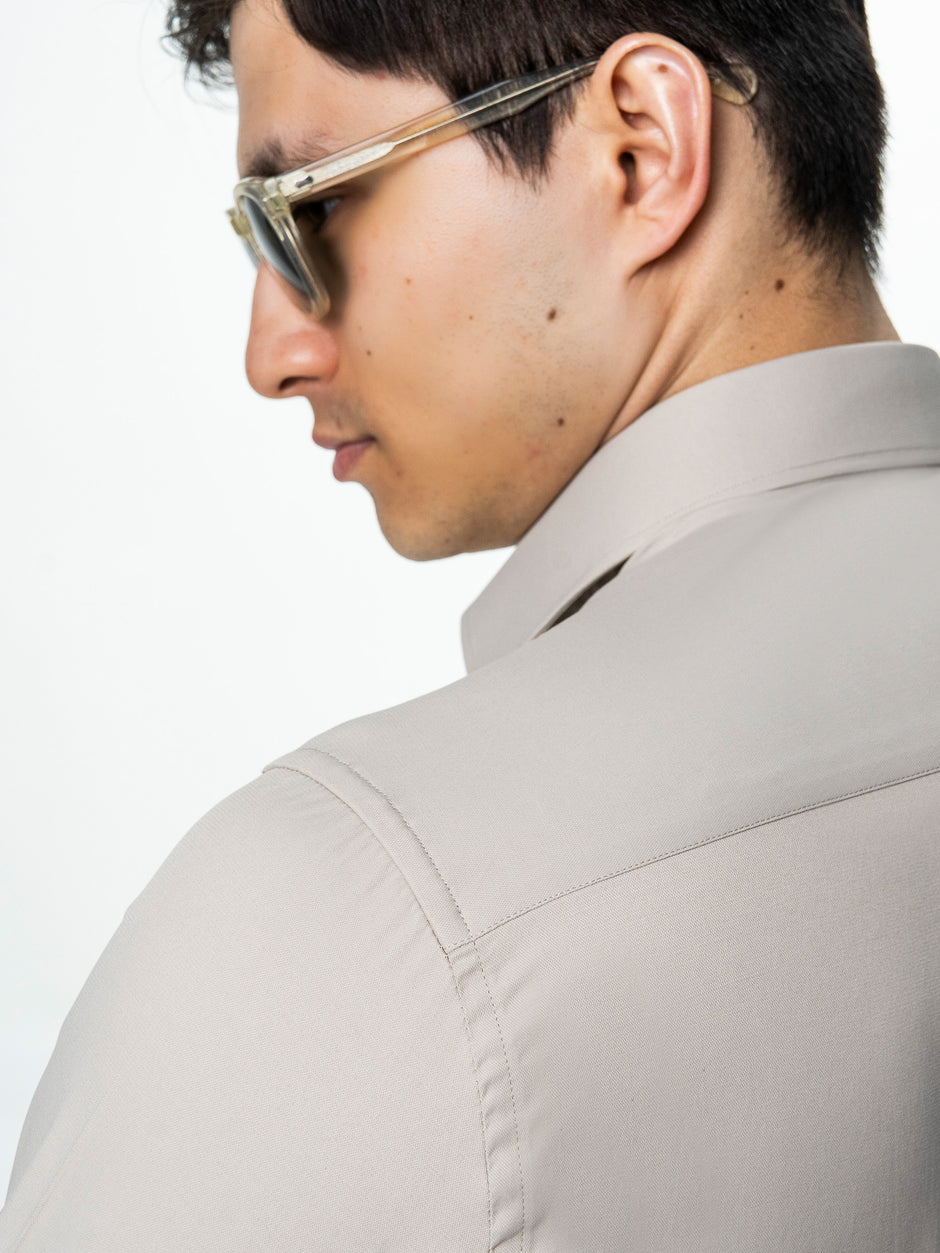 Camasa Barbati Eleganta Crem 100% Bumbac Usor De Calcat All Season Bman0030 (8)