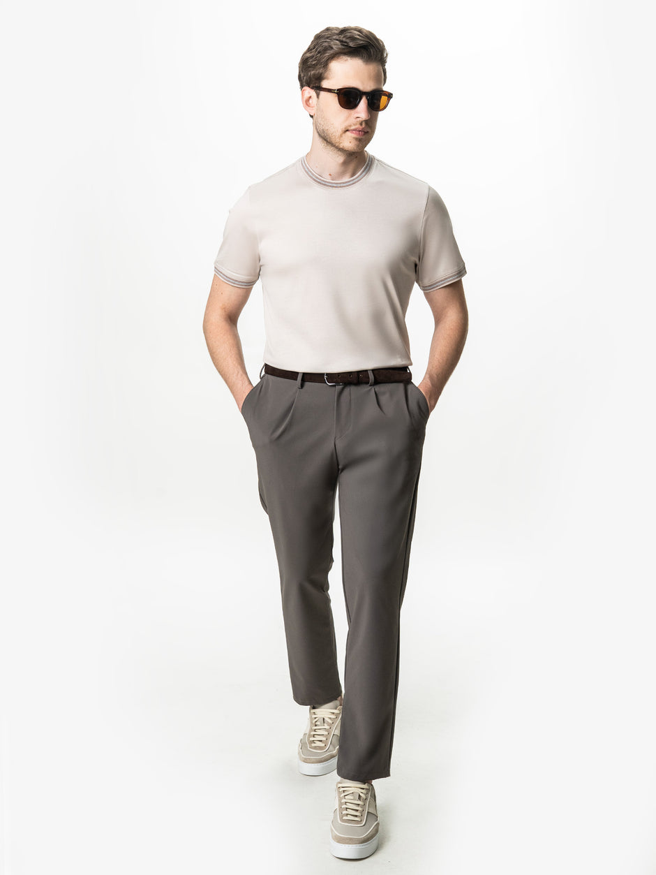 Tricou Barbati Crem 100% Bumbac Egiptean BMan280 (2)