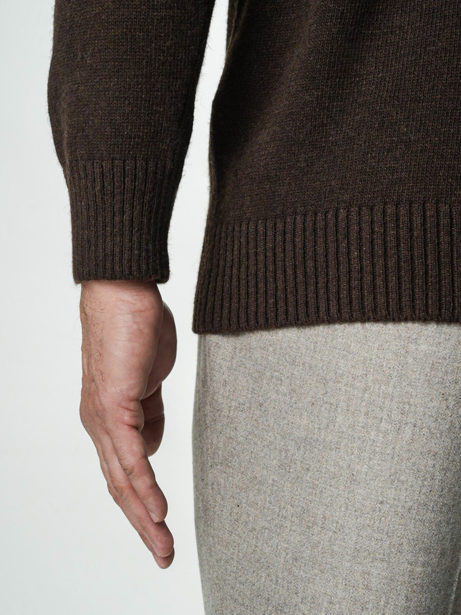 Pulover Cafeniu Barbati 100% Lana Lambswool Cu Fermoar BMan0027 (7)