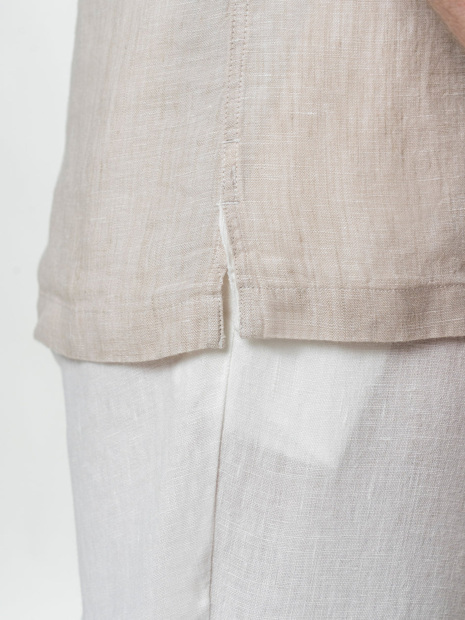 Camasa Crem Barbati cu Maneca Scurta din In Natural BMan0090 (10)