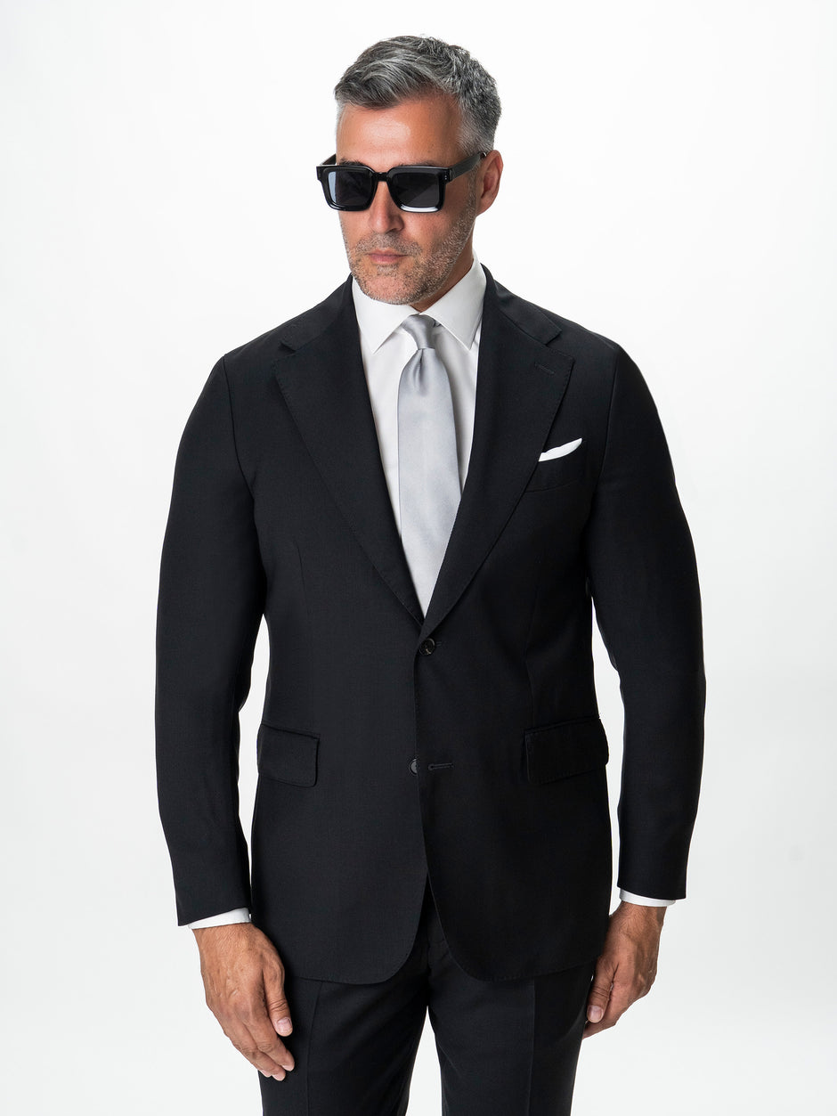 Costum Barbati Negru Lana Loro Piana Super 150's BMan0100 (12)