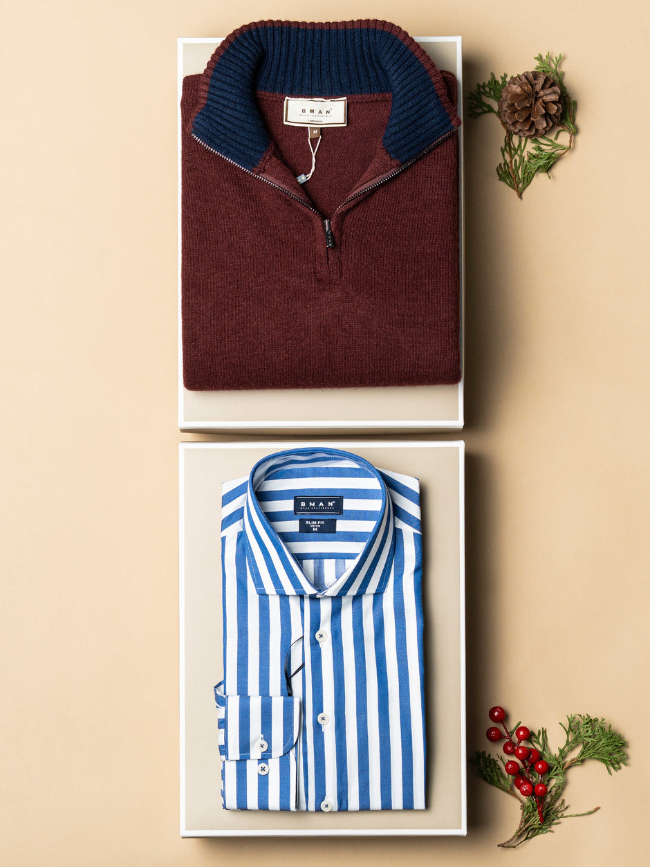Pachet Cadou Barbati Pulover Cu Camasa Bman0117 (2)