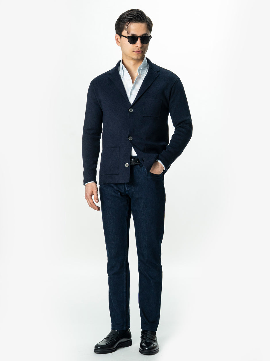 Pulover Cardigan Barbati Bleumarin Cu Nasturi 100% Bumbac BMan0020 (4)