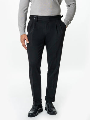 Pantaloni Cu Pense Barbati Negri Gurkha Toamna BMan702