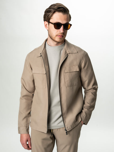 Camasa Barbati Tip Jacheta Overshirt Bej De Primavara BMan0066
