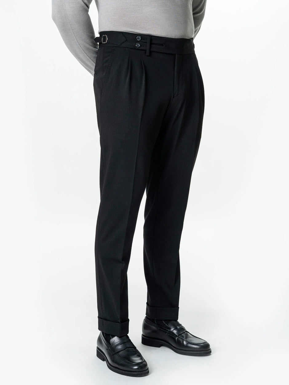 Pantaloni Cu Pense Barbati Negri Gurkha Toamna BMan702 (4)