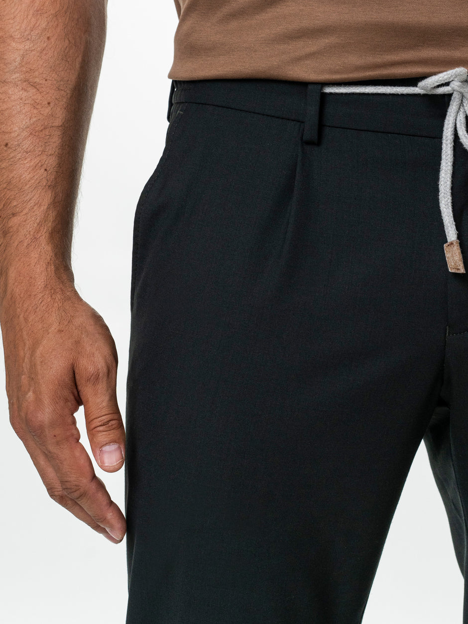 Pantaloni Barbati Verde Inchis Flexo 100% Lana BMan598 (4)