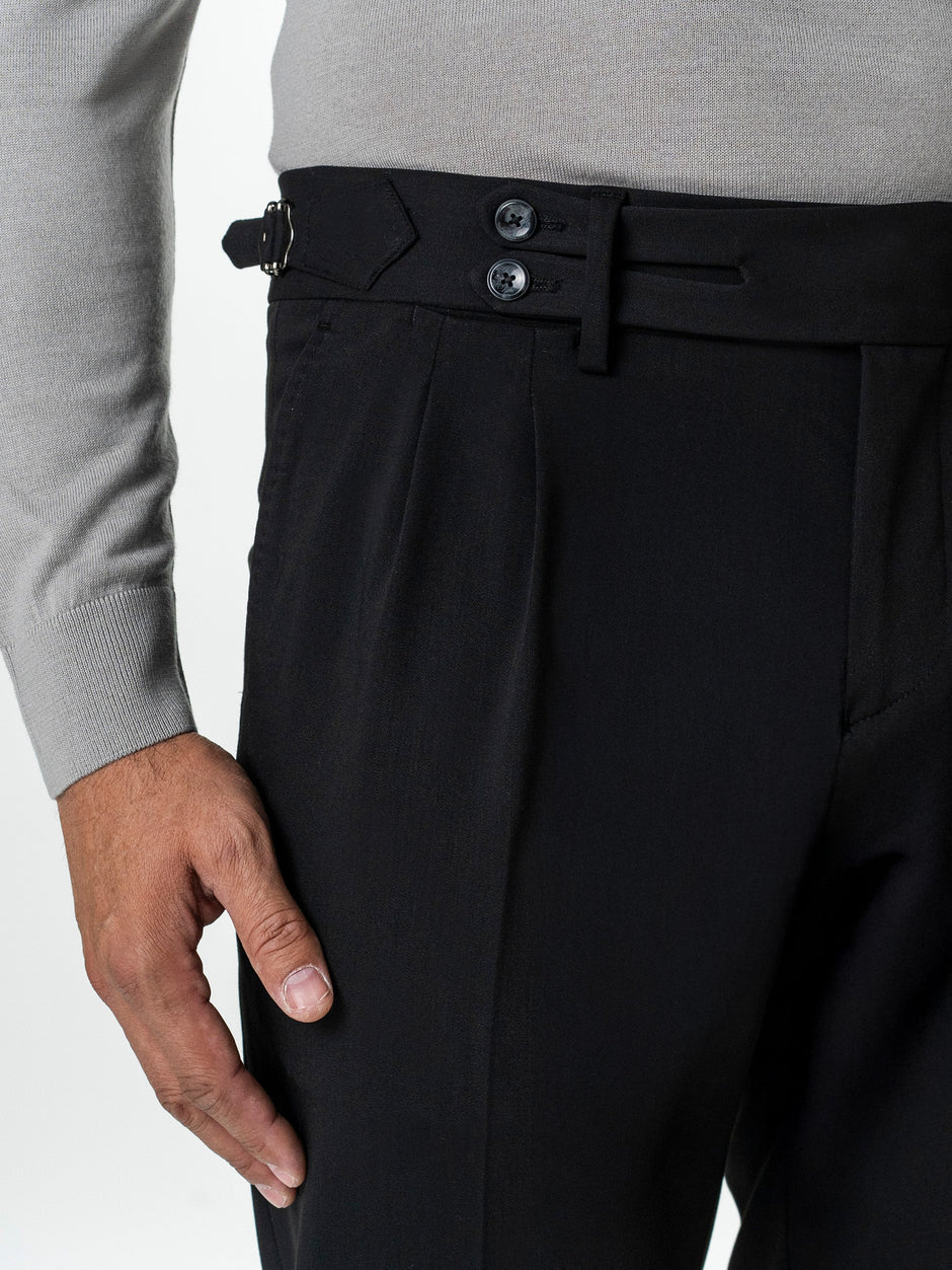 Pantaloni Cu Pense Barbati Negri Gurkha Toamna BMan702 (7)