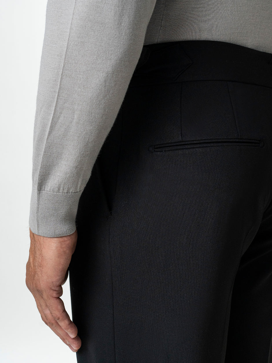 Pantaloni Cu Pense Barbati Negri Gurkha Din Stofa De Toamna BMan702 (8)