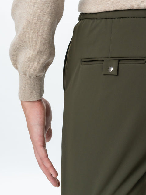 Pantaloni Office & Smart Casual City Flexo Cu Snur Barbati Verde Kaki Spandex Milano BMan720 (7)