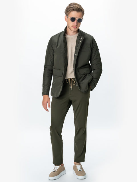 Pantaloni Office & Smart Casual City Flexo Cu Snur Barbati Verde Kaki Spandex Milano BMan720 (3)