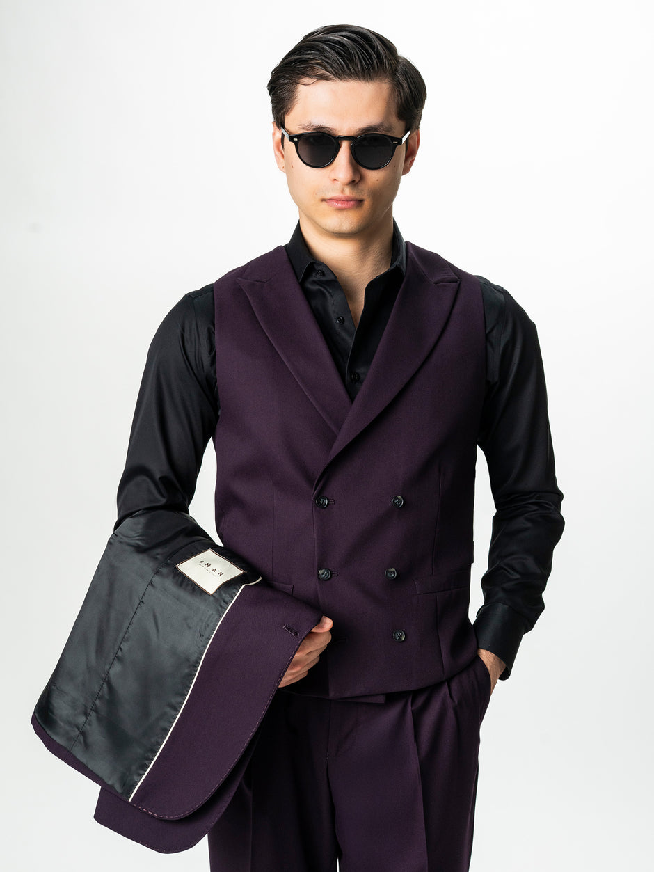 Costum Elegant Barbati Mov In 3 Piese Lana Sarto BMan0056 (2)