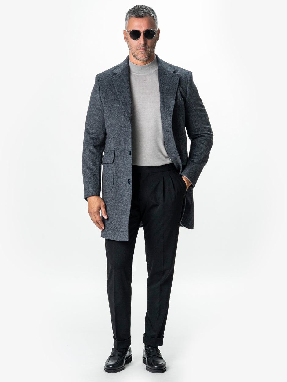 Pantaloni Cu Pense Barbati Negri Gurkha Din Stofa De Toamna BMan702 (2)