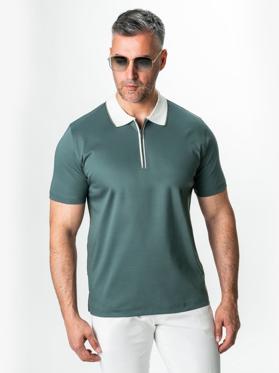 Tricou Barbati Polo Kaki Cu Alb BMan293 (1)