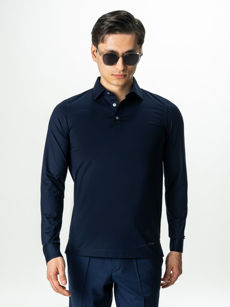 Camasa Bleumarin Din Bumbac Egiptean Barbati Cu Guler Polo BMan869 (1)