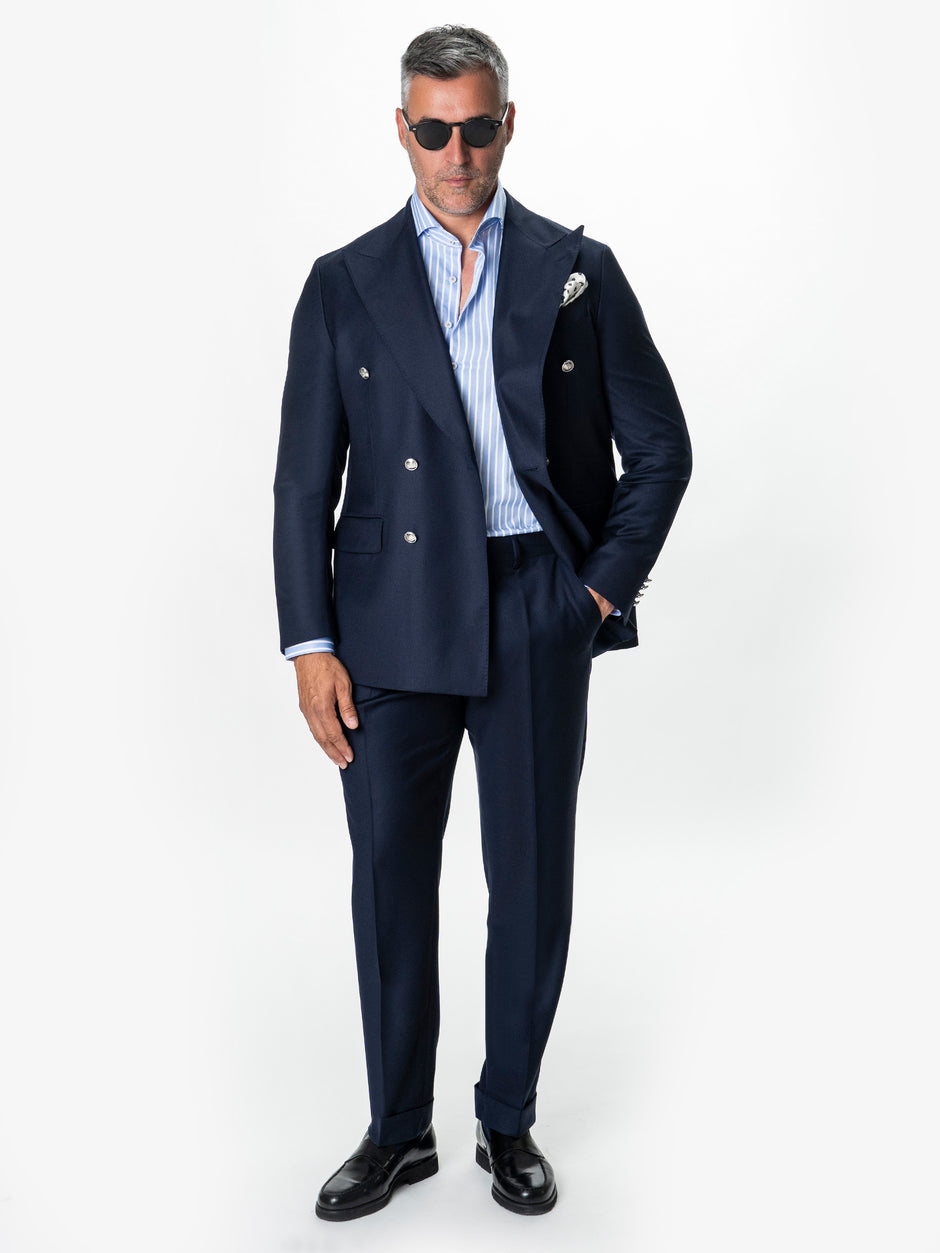 Costum Barbati Albastru Indigo 100% Lana Doua Randuri Vitale Barberis Bman0005 (1)