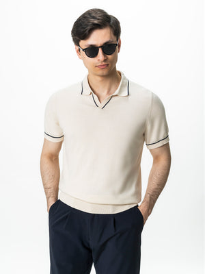 Tricou Polo Barbati Crem Off-White 100% Bumbac BMan0105