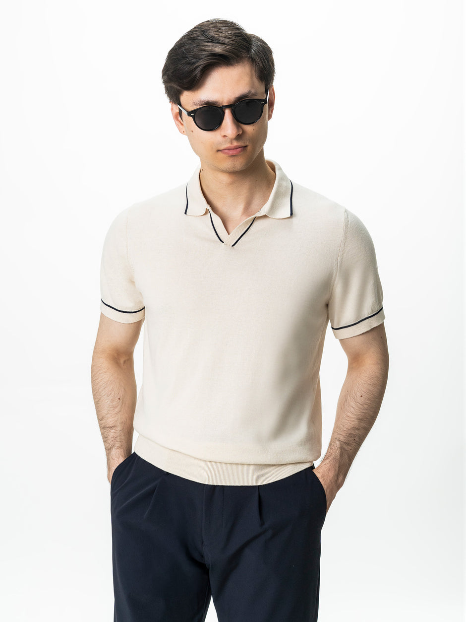 Tricou Polo Barbati Crem Off-White 100% Bumbac BMan0105 (1)
