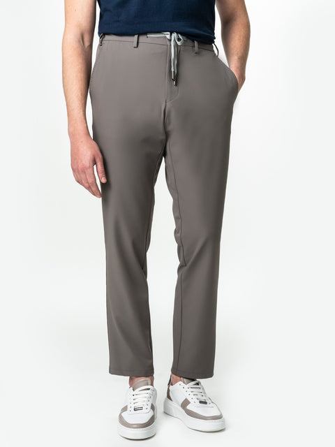 Pantaloni Flexo Cu Snur Barbati Bej Taupe Spandex All Season BMan708