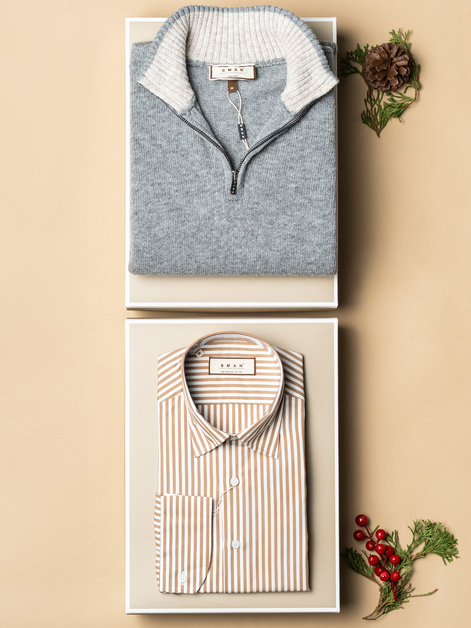 Pachet Cadou Barbati Pulover Cu Camasa Bman0118 (2)