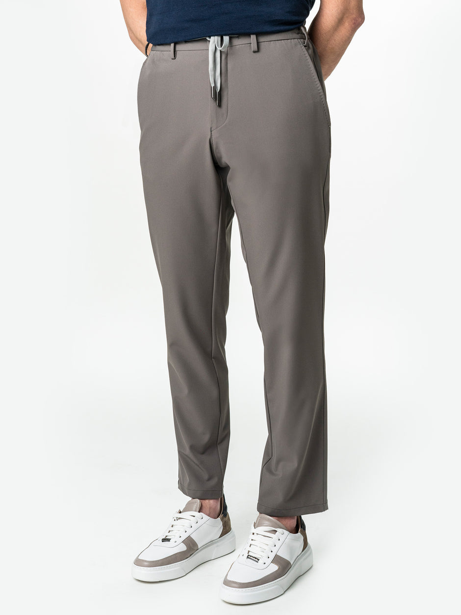 Pantaloni Flexo Cu Snur Barbati Gri Deschis Din Spandex All Season BMan708 (4)