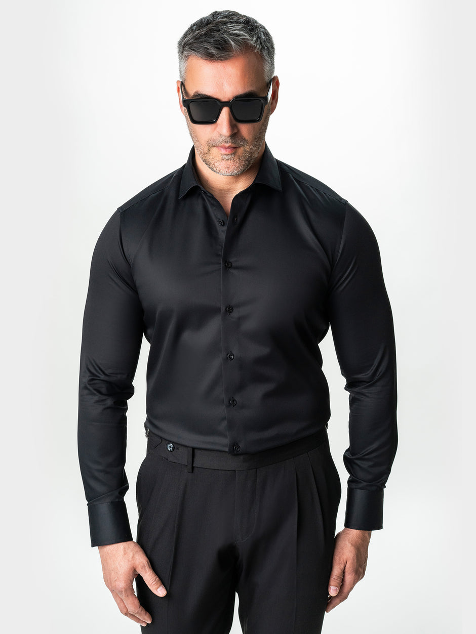Camasa Barbati Neagra Bumbac Italian Premium No Iron BMan0062 (4)