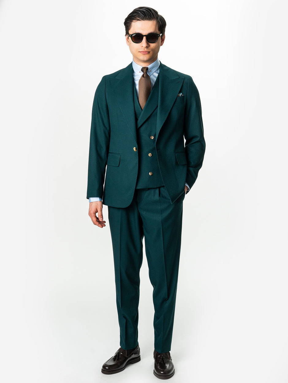 Costum Elegant Barbati Verde Petrol In 3 Piese Lana Sarto BMan0056 (4)
