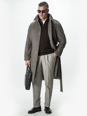 Pulover Cafeniu Barbati 100% Lana Lambswool Cu Fermoar BMan0027