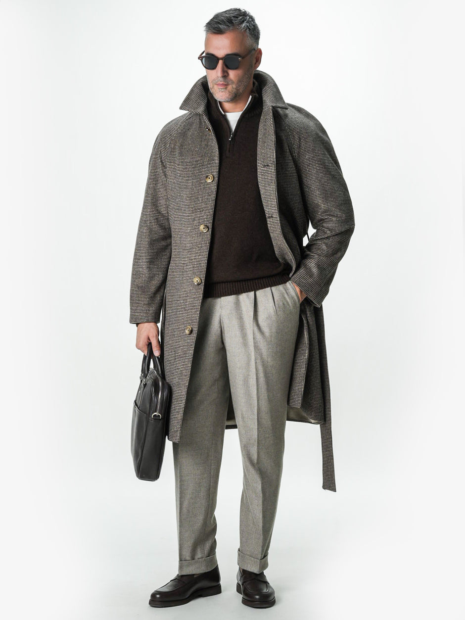 Pulover Cafeniu Barbati 100% Lana Lambswool Cu Fermoar BMan0027 (1)