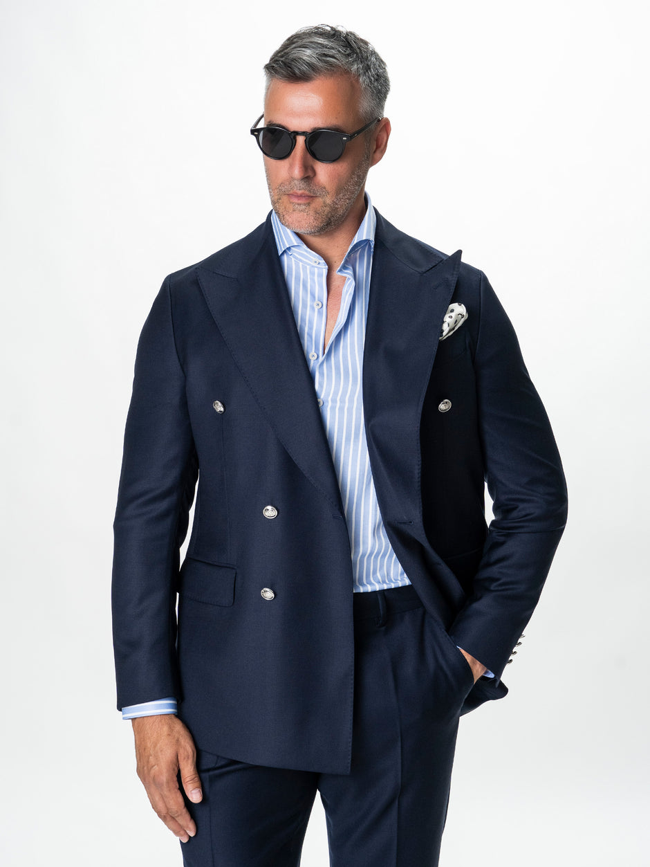 Costum Barbati Albastru Indigo 100% Lana Doua Randuri Vitale Barberis Bman0005 (2)