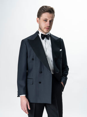 Costum Mire Smoking Gri Inchis Lana Vitale Barberis SuperBio 21 Microni BMan342