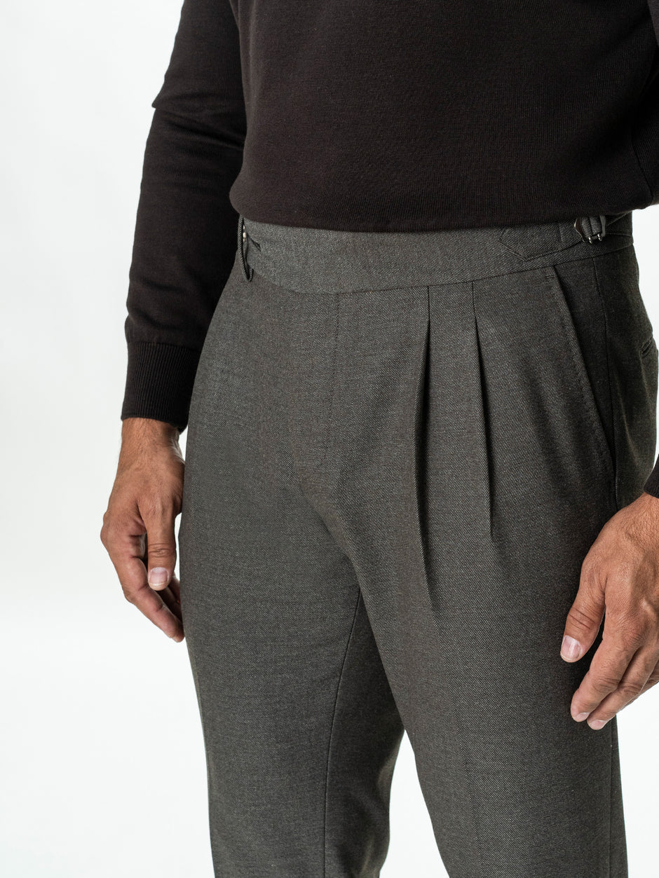 Pantaloni Gurkha Barbati Maro Cappuccino din Lana BMan0114 (3)