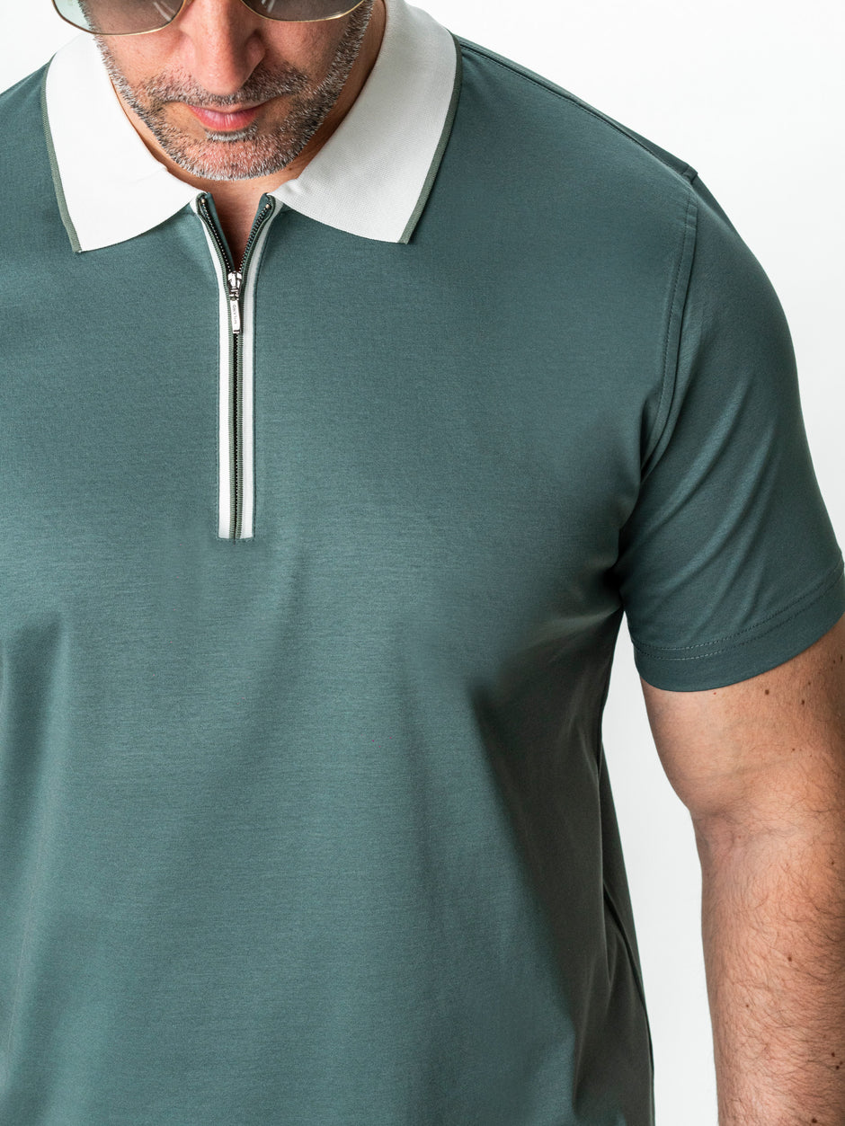 Tricou Barbati Polo Kaki Cu Alb BMan293 (3)