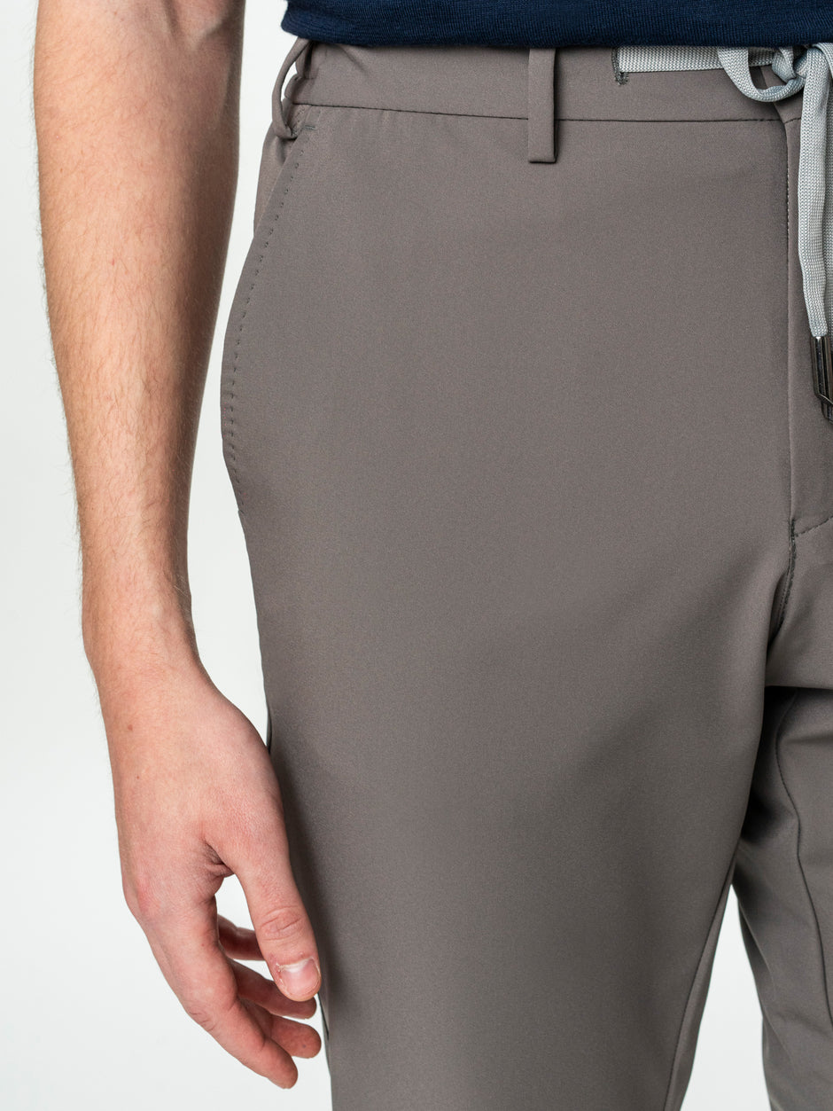 Pantaloni Flexo Cu Snur Barbati Gri Deschis Din Spandex All Season BMan708 (3)