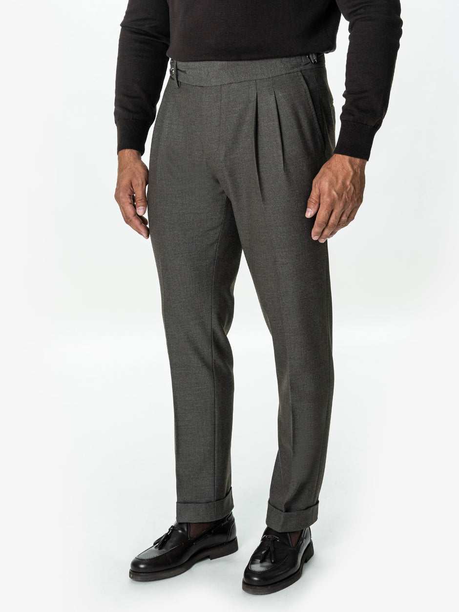 Pantaloni Gurkha Barbati Maro Cappuccino din Lana BMan0114 (1)