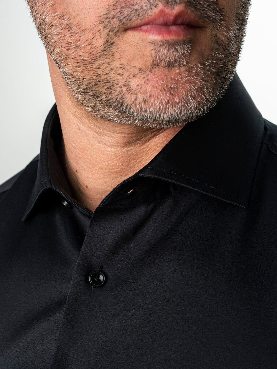 Camasa Barbati Neagra Bumbac Italian Premium No Iron BMan0062 (3)