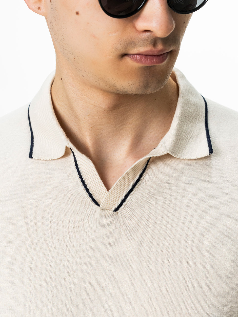 Tricou Polo Barbati Crem Off-White 100% Bumbac BMan0105 (4)