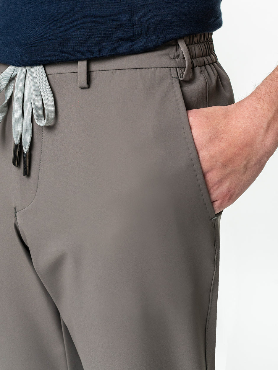 Pantaloni Flexo Cu Snur Barbati Gri Deschis Din Spandex All Season BMan708 (5)