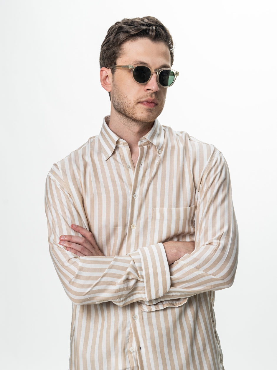Camasa Barbati Crem in Dungi Relaxed Fit BMan0200 (1)