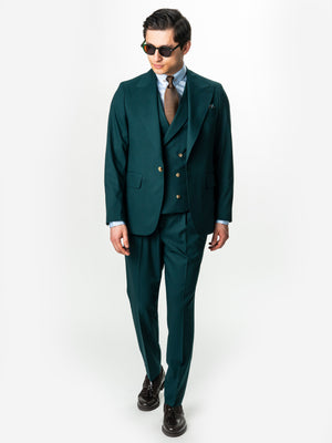 Costum Elegant Barbati Verde Petrol In 3 Piese Lana Sarto BMan0056