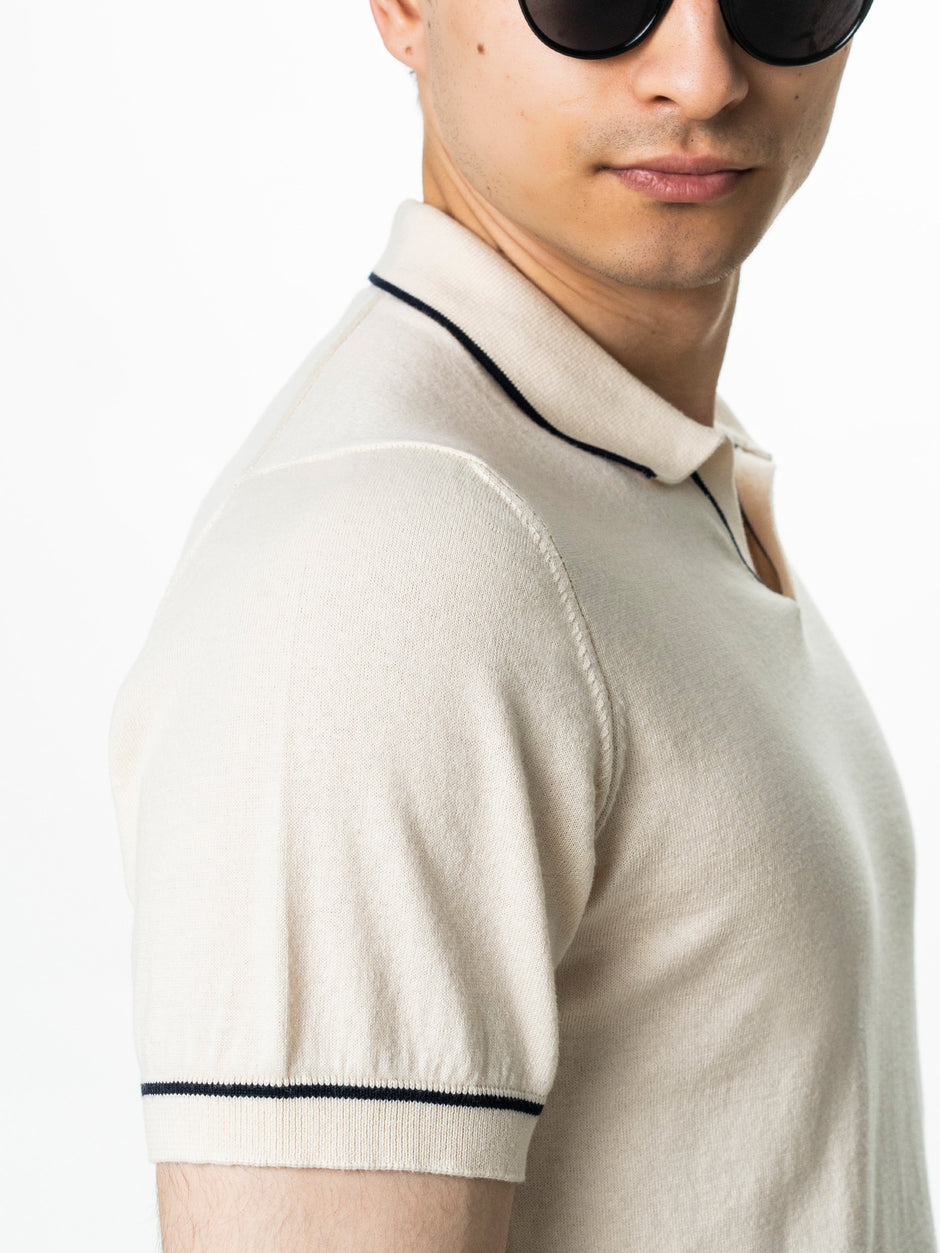 Tricou Polo Barbati Crem Off-White 100% Bumbac BMan0105 (7)