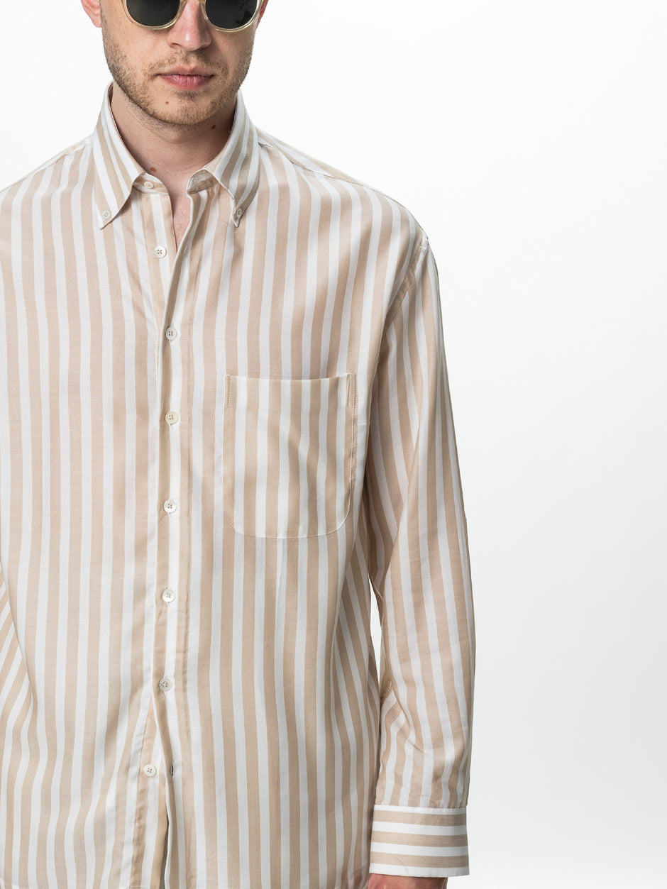 Camasa Barbati Crem in Dungi Relaxed Fit BMan0200 (3)
