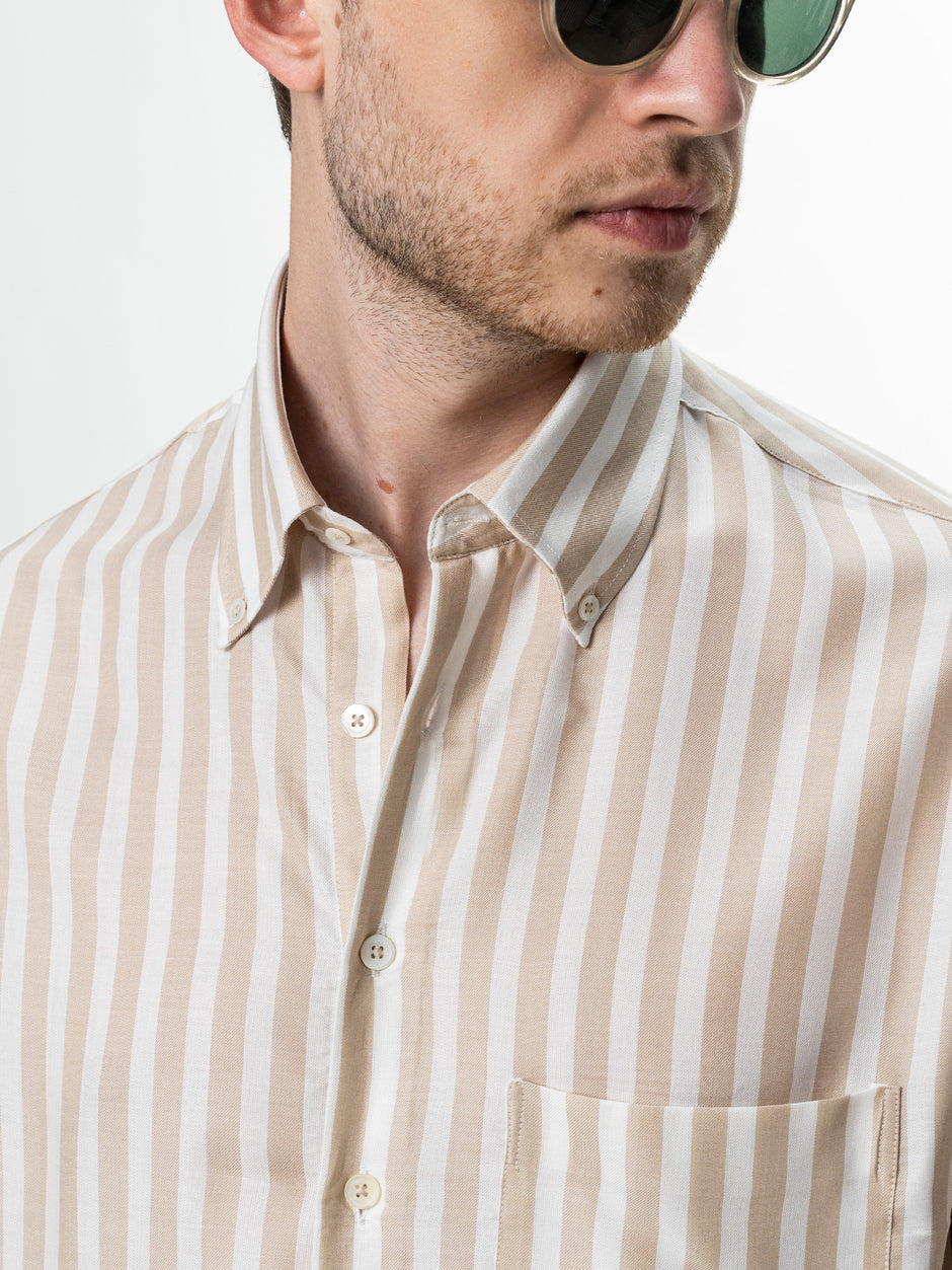 Camasa Barbati Crem in Dungi Relaxed Fit BMan0200 (4)