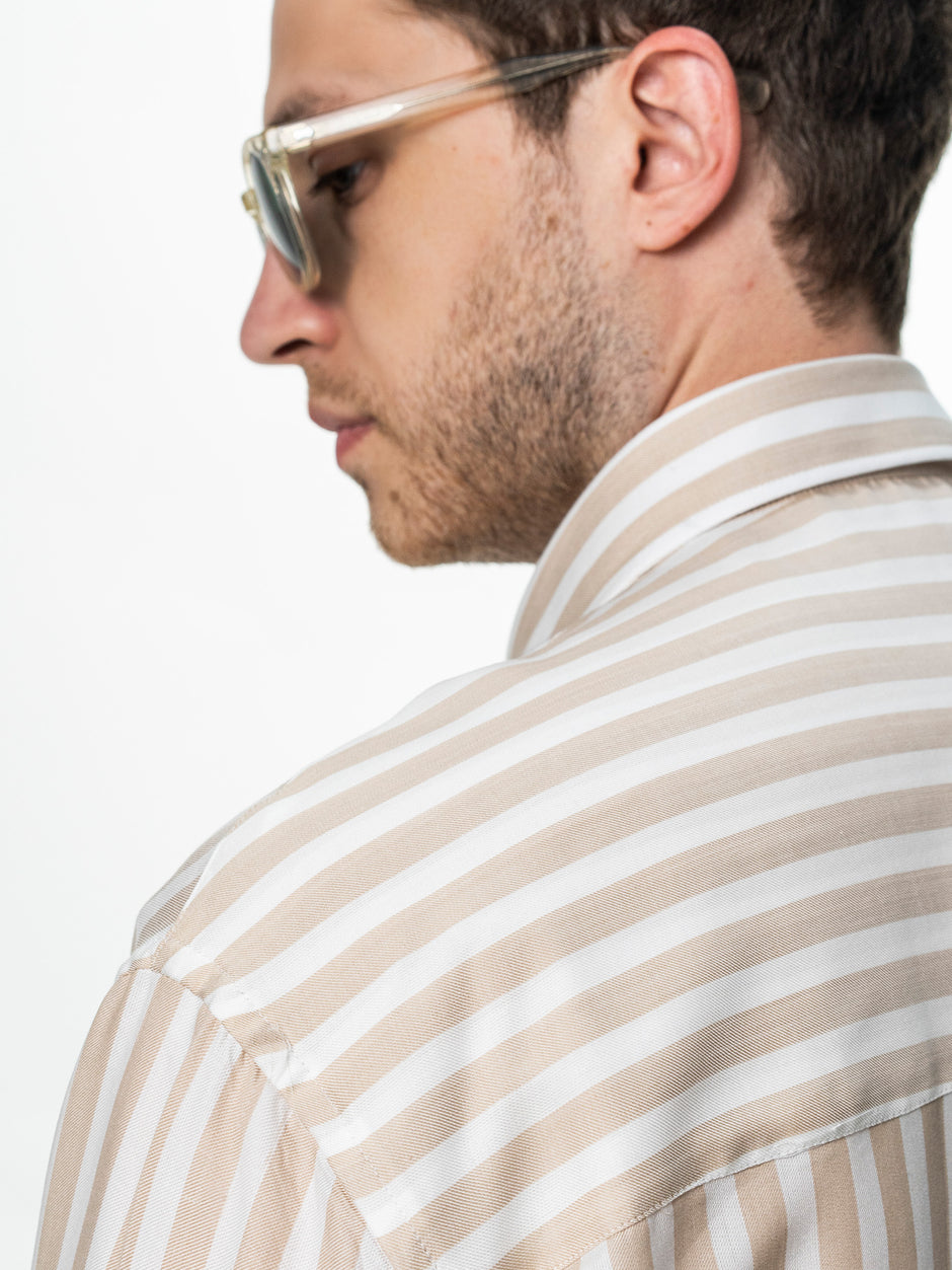 Camasa Barbati Crem in Dungi Relaxed Fit BMan0200 (7)